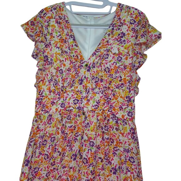 Julia Jordan Floral Ruffle Maxi Dress Women( 8) Multicolor V Neck Short Sleeve. - Picture 11 of 14